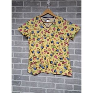 Dispicable Me Minions Womens Scrub Top Uniform‎ Blouse Size Medium